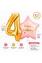 2-Piece Birthday Foil Balloon Set 34 Inch Gold Number Balloon and 18 Inch Pink Happy Birthday Star Foil Balloon
