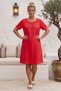 Pomegranate Flower Lace Collar Short Sleeve Lined Skirt Embroidered Casual Cotton Woven Dress 102 55 - 6