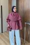 Women's Detachable Cape Detailed Double Striped Waist Tie Shirt Burgundy - 5