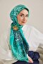 Twill Silk Scarf Classic Motif Turquoise 90X90