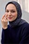 وشاح ناعم من القطن والبوليستر بنمط هندسي كريمي داكن 90×90 - 5