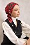 وشاح ناعم من القطن والبوليستر بنمط زهرة الأقحوان الكبيرة باللون الأحمر 90×90 - 4