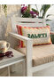 Saluti Written Red Striped Decorative Suede Throw Pillow Cover - 30X50 cm - Summer Themed Throw Pillow Cover - 3