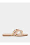 Beige Embellished Flat Sandals