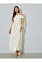 Cream Lace Off Shoulder A-Line Maxi Dress - 2