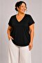 Women's Plus Size Casual Blouse - Front Back V-Neck Short Sleeve Blouse