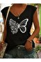 Women's Mix Printed V-Neck Sleeveless Regular Fit Comfortable T-Shirt