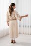 Women's 100% Cotton Cream Cinnamon Long Kimono - Belted Summer Kimono Jacket, Oversize - 4