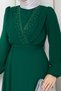 Women's Stone Detailed Belted Hijab Chiffon Evening Dress - 6