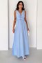 Women's Double-Breasted Collar Waist Cut-Out Maxi Dress - 3
