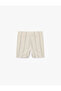 Cotton Pocketed Waist-Tied Striped Shorts - 2