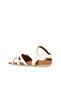 Beige Leather Women's Flat Sandals - 4
