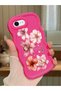 iPhone 6S Plus Compatible Case Camera Protector Red Silicone Couple Phone Case Floral Pattern