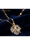 316L Steel Chain Gold Color Shiny Light Ice Blue Heart Stone Necklace