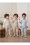 Baby Boy Linen Look Salopet Set, 3-Piece Baby Boy Set Shirt Overalls Bow Tie, Birthday, Photo Shoot Outfit. - 4