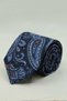 Navy Blue Shawl Pattern Italian Silk Tie Ik2530 - 4