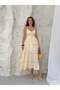 Layered Maxi Dress with Tie Detail and Lace Trim – Beige - 6