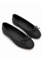 Black Women's Bow-Detail Casual Ballet Flats – Soft Insole Flat Sole Ballerina Shoes - 3