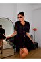 Women's Black Cape Detailed Buttoned Mini Dress - 3