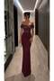 Body-Hugging Sequined Long Evening Dress 583329 Bordo - 3