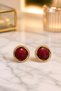 Çelik Bordo Gold Basic Küpe, Çap:2cm