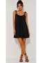 Women's Black Rope Strap Shoulder Lace-Up Ribbed Camisole Mini Dress, Comfortable Cotton Short Dress Suitable for Daily and Beach Use - 5
