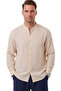Beige 97% Cotton Muslin Fabric Breathable Summer High Collar Relaxed Fit Men's Shirt 2602620