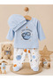 100% Cotton Baby Boy Hospital Release 3-Piece Bodysuit Set 0-3 Months Newborn Set with Blue Hat - 2