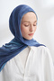 Organic Touch Viscose Blend Patterned Shawl - Navy Blue - Baby Blue - 3