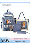 4-Piece Set of Cute Backpack Women's Bag Lightweight Elementary School Students Girls Large Capacity