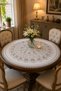 Handmade Lace Tassel Edged Round Large Size Tablecloth 165 X 166.5 cm Living Room Dining Table Cover - 2