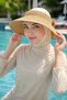 Foldable Hook and Loop Wide Open Top Straw Visor Hat Sunscreen - 5