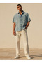 Regular Fit Collared Panelled Denim Shirt - 3