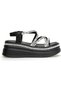 26Y446 Women's Black Silver Stone Cross-Strapped Thick Platform Wedge Orthopedic Comfortable Sole Walking Design Sports Casual Sandals Shoes - 5