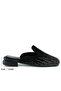 Fig Black Vegan Silver Stone Closed Square Toe Low Heel Women's Slippers - 4