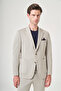 Beige Mono Collar 6 Drop Slim Fit Elastic Waist Suit 1001260165 - 3