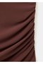 Drape midi elbise - 5