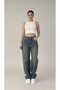 Baggy Buckle Detailed Light Tint Washed Pucket Loose Jean Trousers