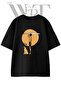 Sub Adam Dog Design Printed Unisex Black Oversize T-Shirt