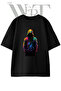 Graffiti Hoodie Design Printed Unisex Black Oversize T-Shirt