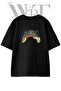Desert Horse Design Printed Unisex Black Oversize T-Shirt
