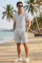 Apaş Collar, Tie-Waist, Gray Shirt and Shorts Set, 100% Cotton - 5