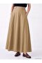 Lcw Modest Beige Elastic Waist Gabardine Flared Skirt - 2