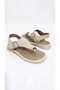 Women's Suede Gold Accessory Detailed Flip-Flop Sandals Comfortable Orthopedic Non-Slip Sole Sandals - 7