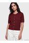 Lcw Vision Claret Red Crew Neck Women's Knitwear Cardigan