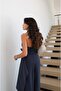 Navy Blue Halter Neck Jumpsuit with Shawl Detail - 7