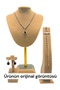 Premium Wooden Boxed Black Color Drop Stone Waterway 3-Piece Jewelry Set Necklace Earrings Bracelet - 4
