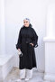 Black Oversized Tunic with Waist Belt and Pockets