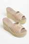 Women's Slippers Beige Shoes Padded Sole Braided Upper