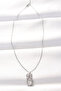 316L Steel Silver Color Zircon Stone Heart Bow Necklace - 2